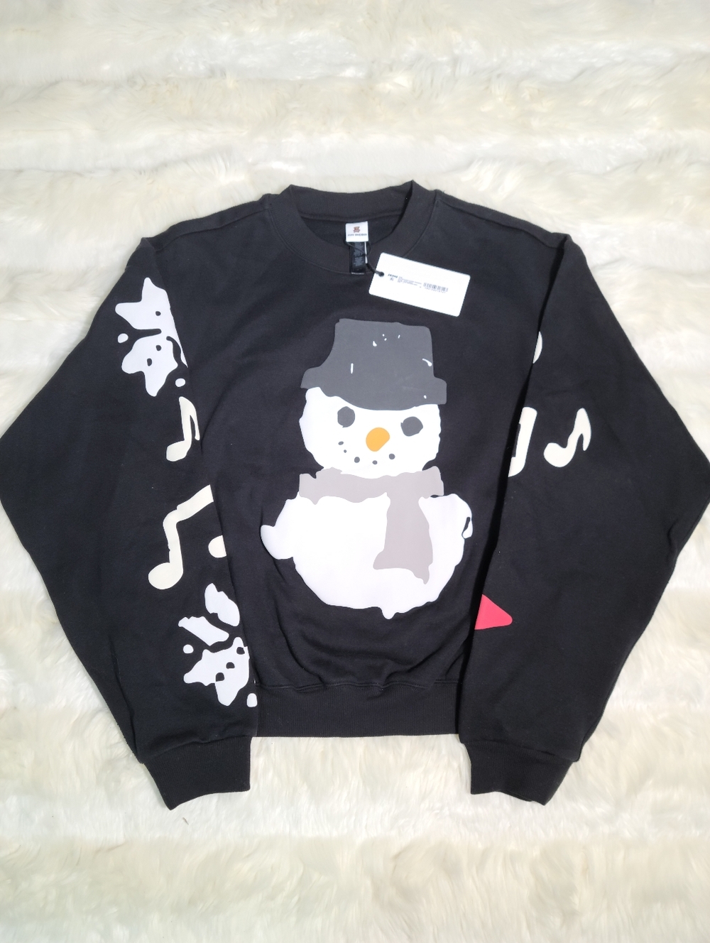 SKIMS x CPFM Cotton Fleece Classic Crew Neck Onyx Snowman Print Women Large NEW